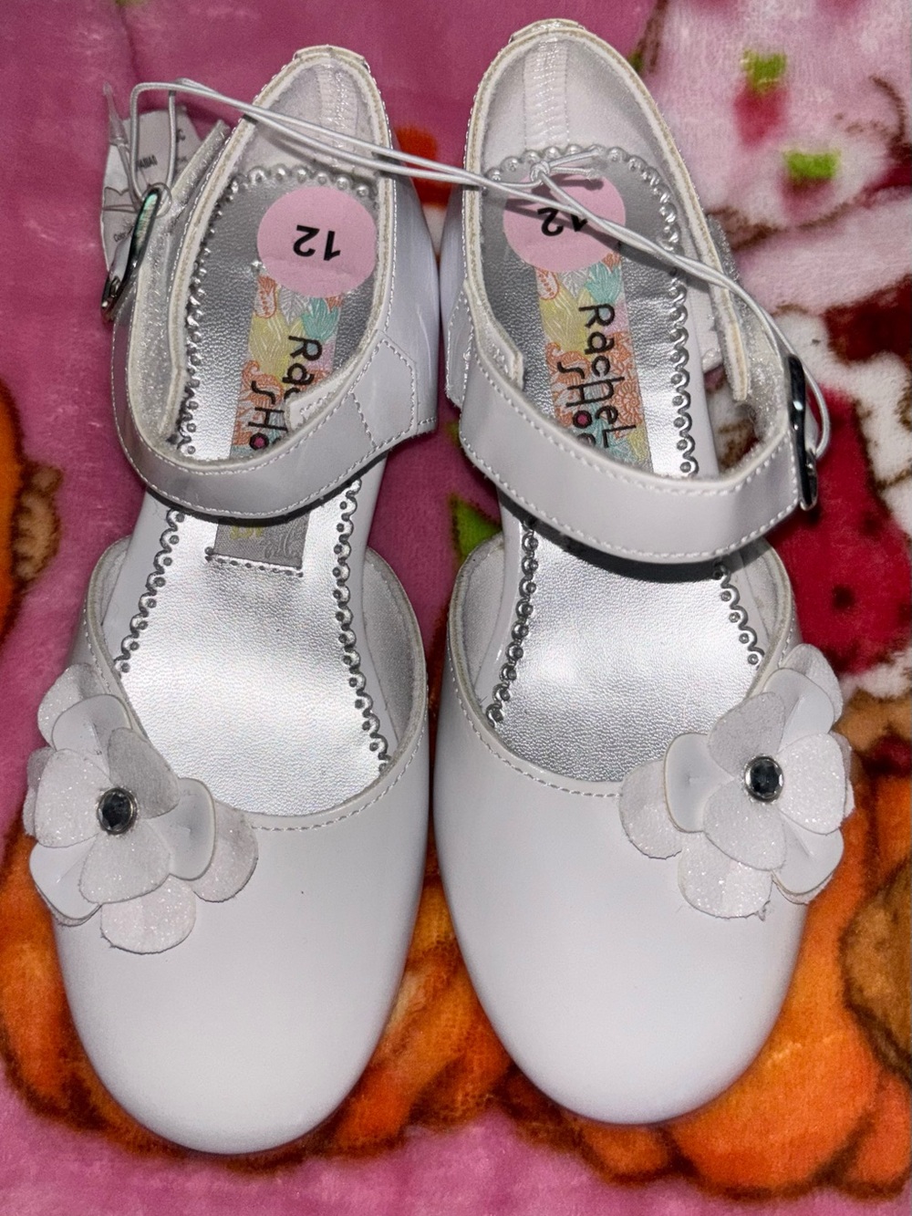 Rachel Shoes White Flower Strap Girls Dress Flats